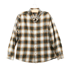Eddie Bauer Men's Flannel Button-Down Shirt Multi Large Plaid Long Sleeve Cotton